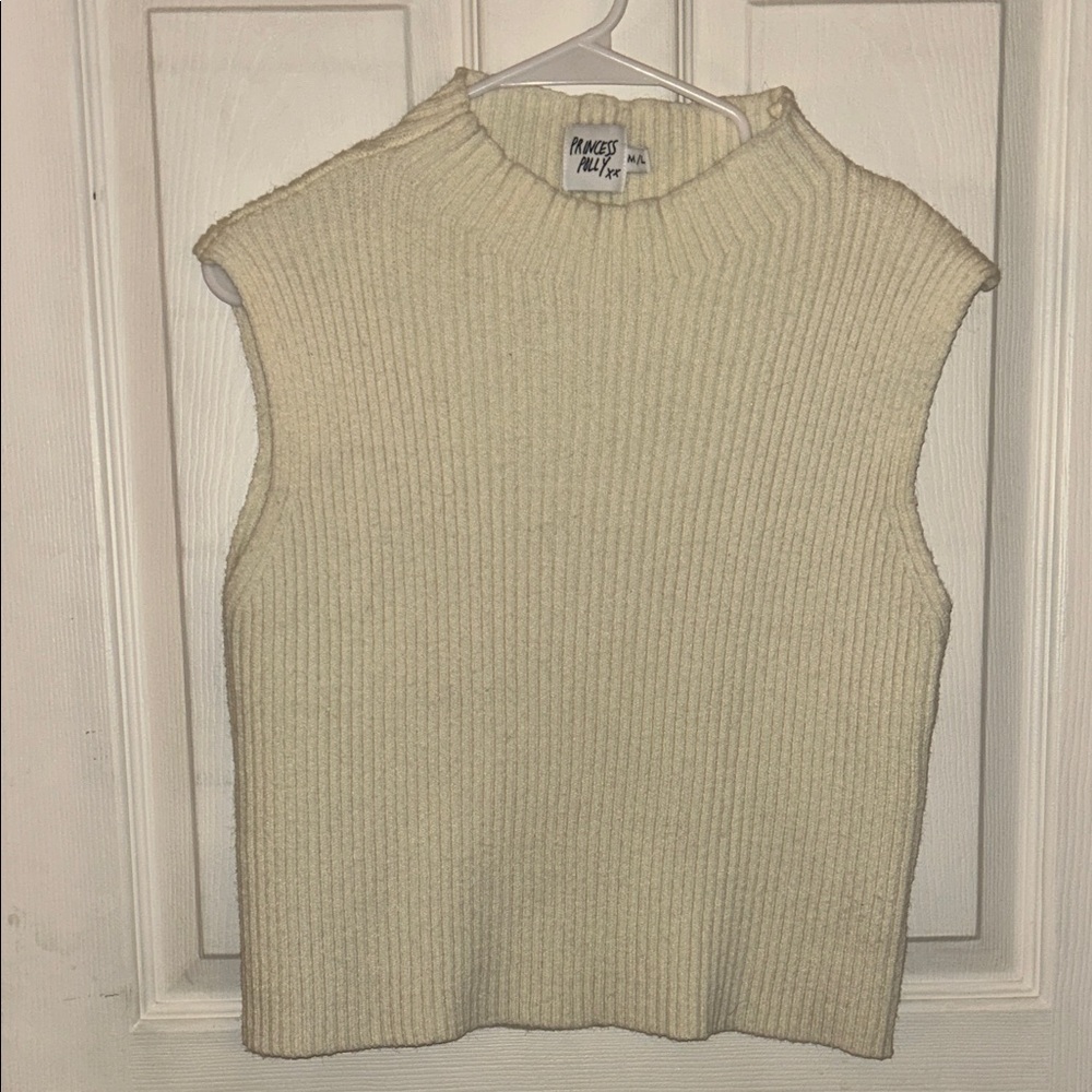 Princess Polly Ribbed Knit Top in Cream